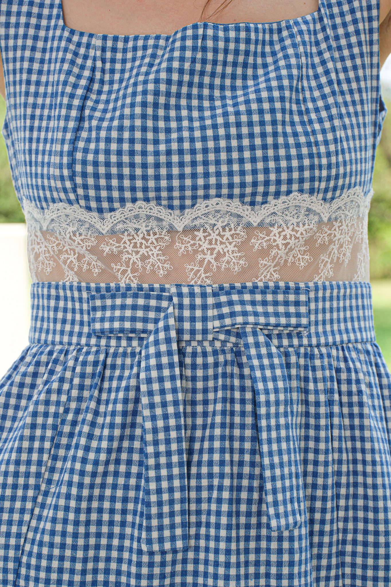 Gingham Dress with Sheer Lace Waist (2S-2M-2L)