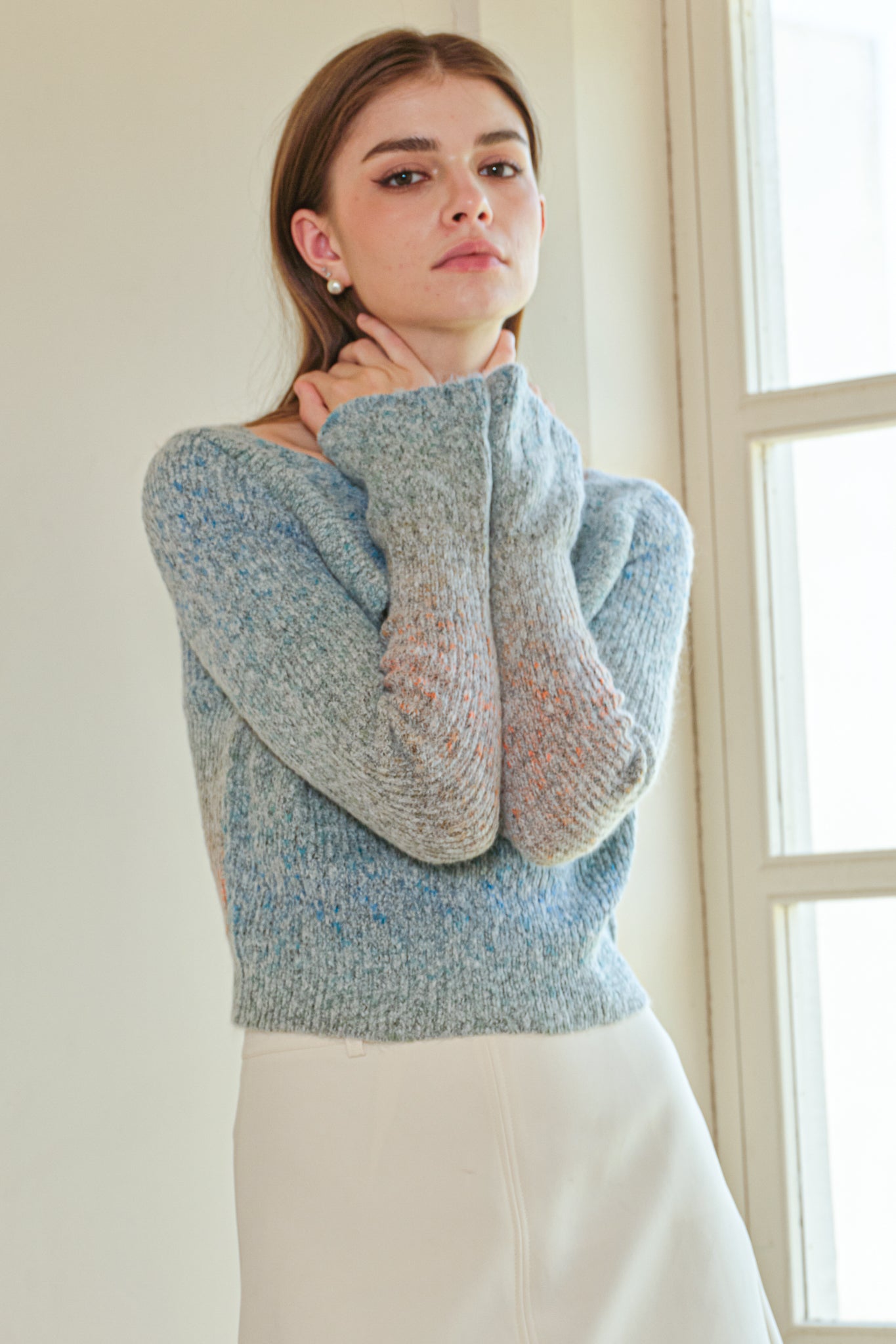 Buttoned Keyhole Knit Sweater (2S-2M-2L)