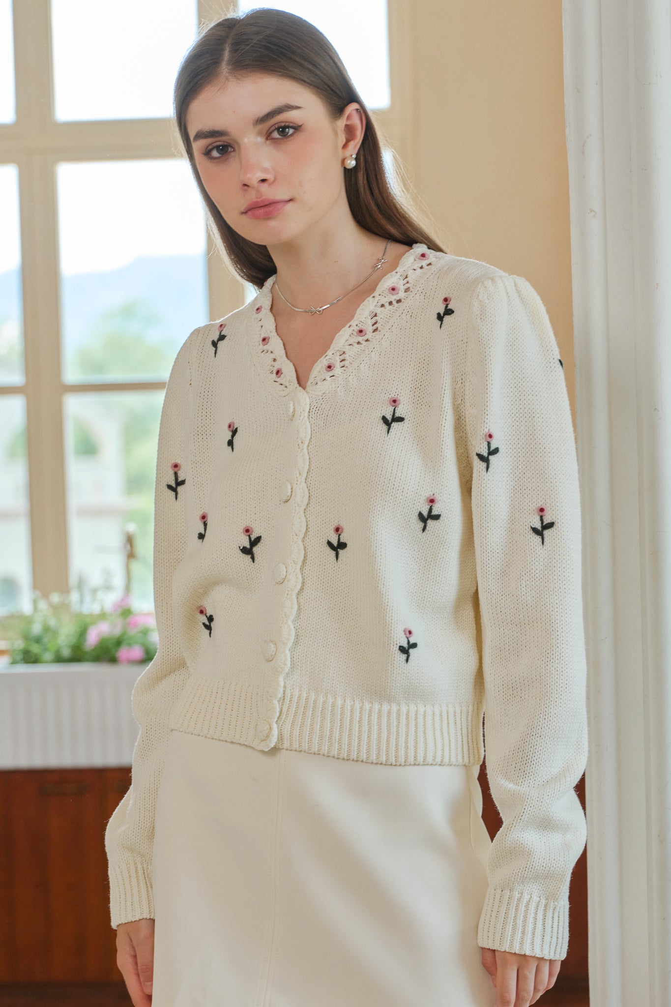 Sweet Blossom Button-Up Cardigan (2S-2M-2L)