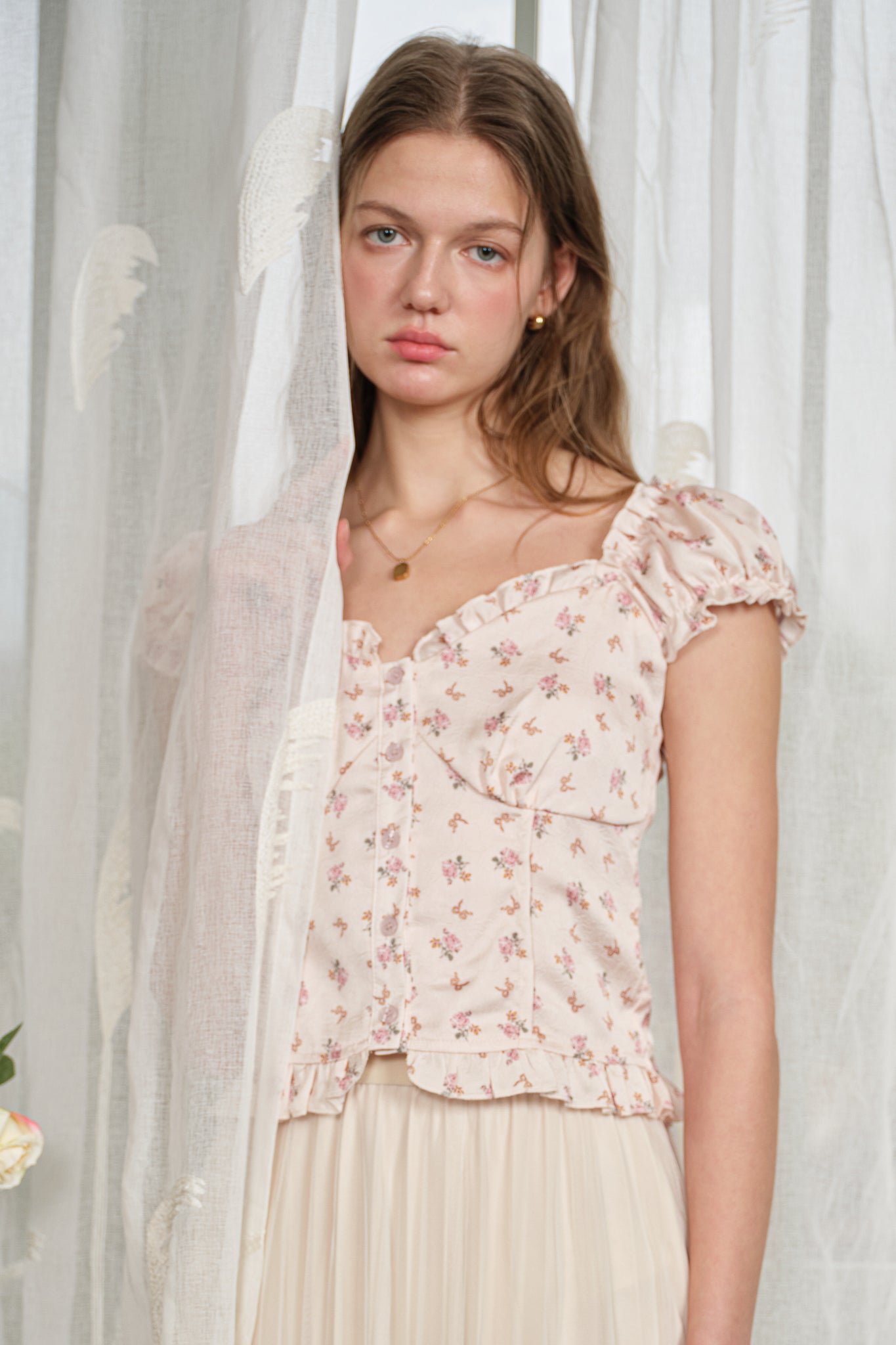 RP2824 - Blush Meadow Button Blouse (2S-2M-2L)