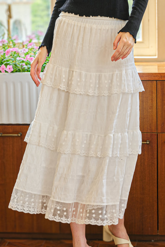 White Tiered Lace Skirt (2S-2M-2L)