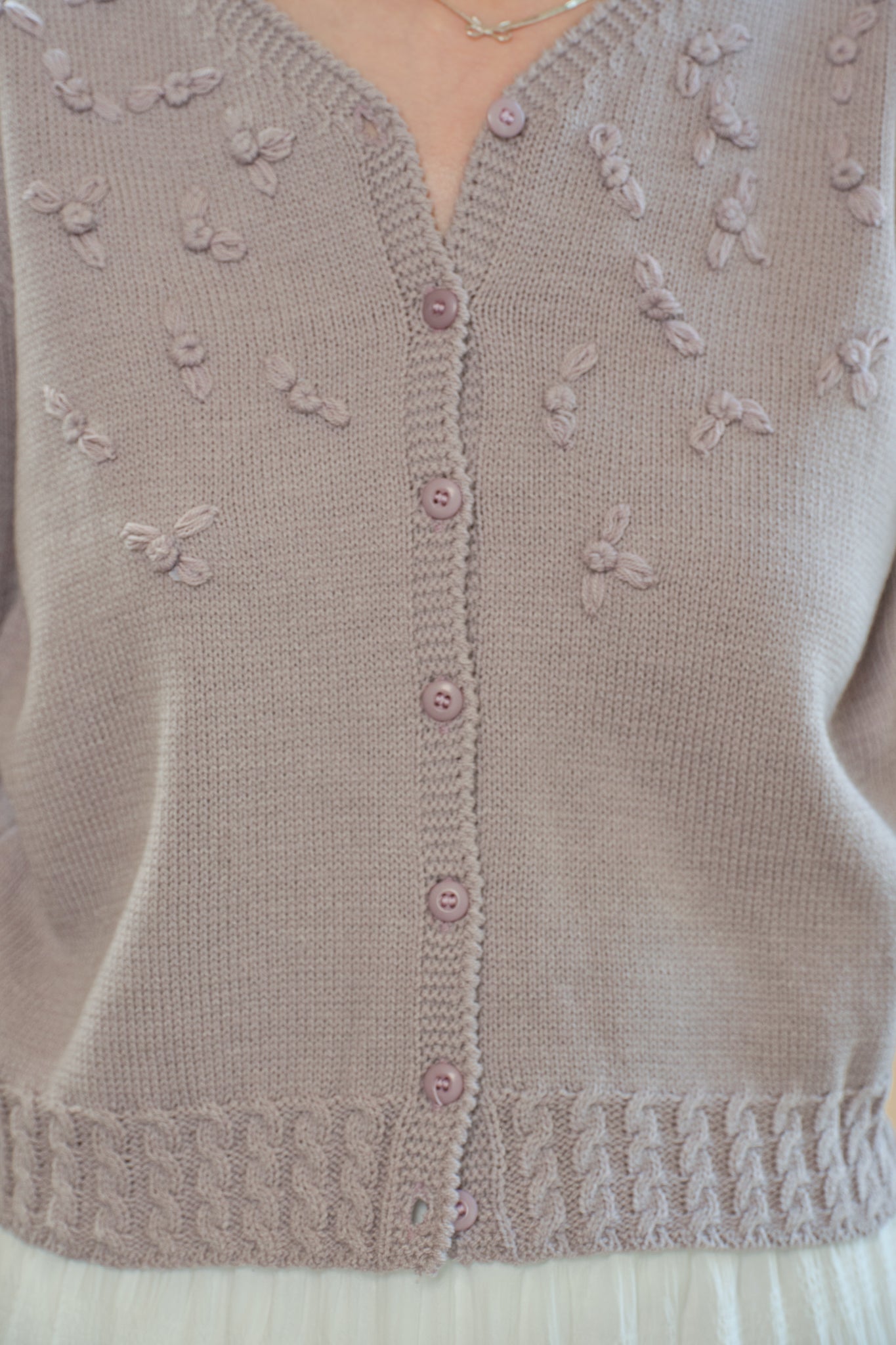 Mauve Cardigan with Floral Embroidery (2S-2M-2L)